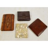 A late Victorian foliate engraved mother of pearl rectangular card case, 10 x 8cm,