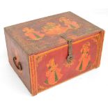 An Indian teak contador with painted decoration,