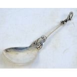 GEORG JENSEN; a hallmarked silver serving spoon, pattern no.