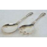 GEORG JENSEN; a cased pair of silver salad servers, pattern no.