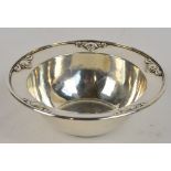 GEORG JENSEN; a Danish silver "Acorn" pattern circular bowl with hammered body,