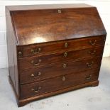 A George III mahogany drop down bureau,