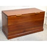 A 20th century blanket box of simple form on plinth base, width 105cm.