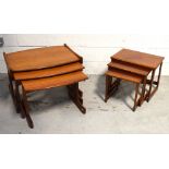 A nest of three retro G Plan teak tables, each with conjoining stretcher,