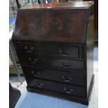 A contemporary flame mahogany bureau with pull down front,