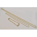 An 18ct yellow gold rope twist chain necklace, length 50cm, a further similar 9ct gold example,