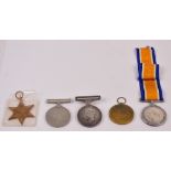 A WWI Victory Medal, and a further medal with ribbon, both assigned to 22513 Gnr. J.N. Golden 11 F.