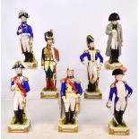 A set of seven Scheibe-Alsbach figures of Napoleon and his war officers including Ney, Kellermann,