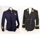 A Soviet Russian Black Sea Fleet formal uniform jacket and a day uniform jacket for a lieutenant,