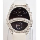 MOTION; a modern lady's wristwatch encrusted with diamonds,