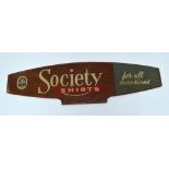 A vintage wooden CWS "Society Shirts for All Occasions" sign, length 102cm.