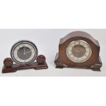 An Art Deco style oak and chrome mounted "Metamec" timepiece,