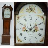 An early 19th century oak mahogany crossbanded longcase clock,