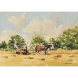 MARTIN SEXTON (British, b.1941); watercolour, depicting ploughing scene, signed to lower right, 22.