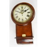 A rare late 19th century mahogany cased Great Western Railway drop dial wall clock,