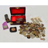 A collection predominantly British coins including commemorative crowns, some foreign.