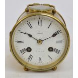 A late 19th century brass drum clock,