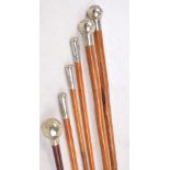 Six various swagger sticks,