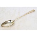 A Victorian hallmarked silver Old English pattern basting spoon with finial initialled "TED",