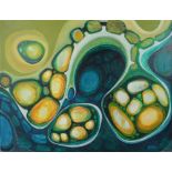 BARBARA HUXLEY; oil on canvas, "Gebel Tal Mediterran (Stones of the Mediterranean)",