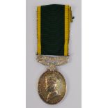 A George VI Territorial Efficiency Medal with Militia bar awarded to 4615005. Svt. J.Daggett. D.W.R.