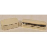 A George V hallmarked silver soap box of plain rounded rectangular form with hinged lid,