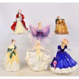 Six Royal Doulton figures; Figure of the Year 1992 HN3375 "Mary", with certificate,