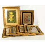 A set of five "Cries of London" chromolithographs, a coloured print depicting a boy,