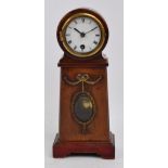 A late 19th century miniature Continental walnut longcase clock set with pocket watch movement and