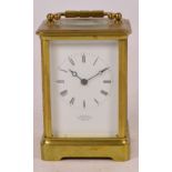 A late 19th century French brass cased fourteen day carriage clock,