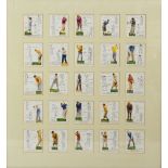 A framed and double glazed set of 25 John Player & Sons golfing cigarette cards,