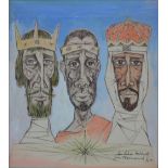 UNATTRIBUTED; mixed media, three wise men, inscribed "For Peter Hatchett from Bernard H.