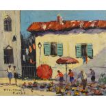 MARC OTTEE; oil on canvas, "Nice, France", street scene with figures, signed and inscribed,
