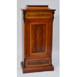 A Danish mahogany and birds eye maple crossbanded side cabinet with single pull-out frieze drawer