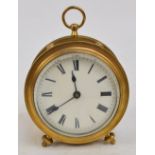 A late 19th century brass drum clock,