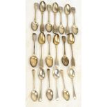 A set of seven Victorian hallmarked silver fiddle pattern teaspoons initialled EMB to the finials,