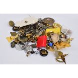 A quantity of buttons and badges including British Rail buttons, enamel and other badges, fob etc,