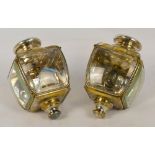 A pair of electroplated brass electric carriage lamps,