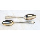 A pair of George III hallmarked silver Old English pattern tablespoons with bright cut decoration
