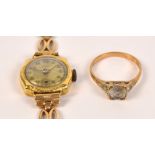 ONDA; an 18ct yellow gold manual wind lady's wristwatch,