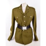 A Dewhirst Uniforms Ltd Army dress khaki jacket with belt.