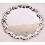 An Elizabeth II hallmarked silver shaped circular salver with piecrust rim, Carr's of Sheffield Ltd,