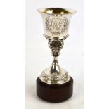 OMAR RAMSDEN; a fine George V hallmarked silver Arts and Crafts goblet,