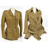 An Officer's pattern greatcoat to the Royal Artillery and an Officer's service dress tunic to the