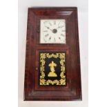 A 19th century Jerome & Co American mahogany cased eight day wall clock with square section painted