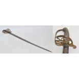 A Victorian dress sword with shagreen grip, pierced knuckle guard,