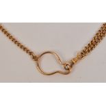 A yellow metal curb link fob watch chain,