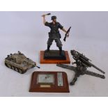 A modern boxed collectors' showcase 1/6th scale model, a model of a machine gun,