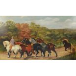 19TH CENTURY ENGLISH SCHOOL; oil on relined canvas, Tatton Heavy Horse Show Team, unsigned,