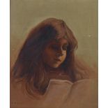 E.D. SCOTT; oil on canvas, portrait study of a young girl reading, signed, 38 x 30cm, framed.